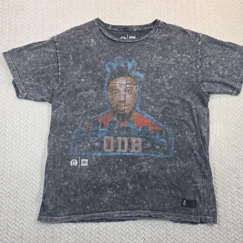 Rock The Bells Ol Dirty Bastard ODB‎ Acid Wash Graphic T-Shirt Mens Medium Gray